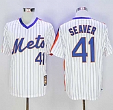 New York Mets #41 Tom Seaver White(Blue Strip) Cooperstown Stitched Jersey,baseball caps,new era cap wholesale,wholesale hats
